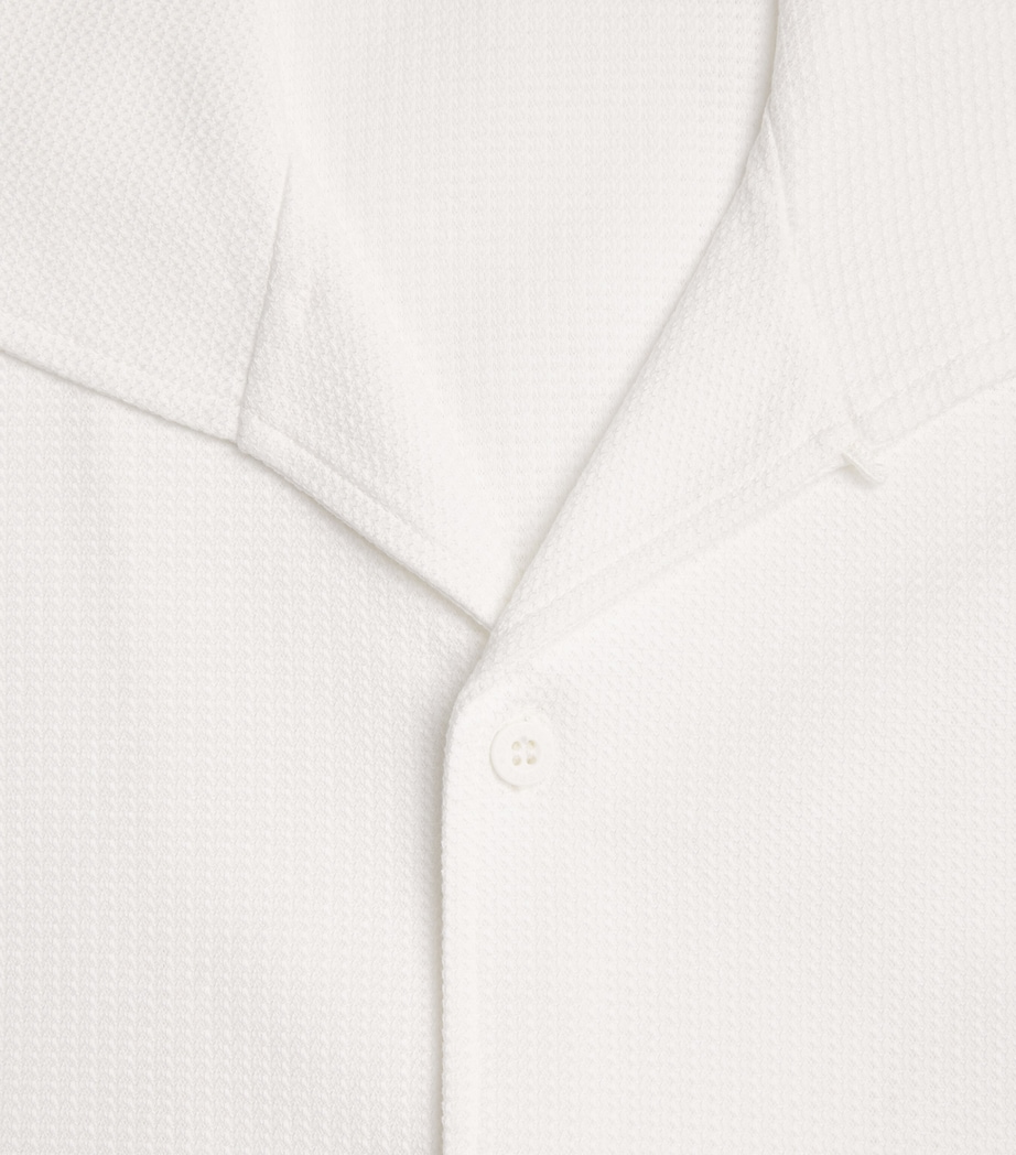 Cotton Mesh Collared Shirt WHCR-ECRU Image 5