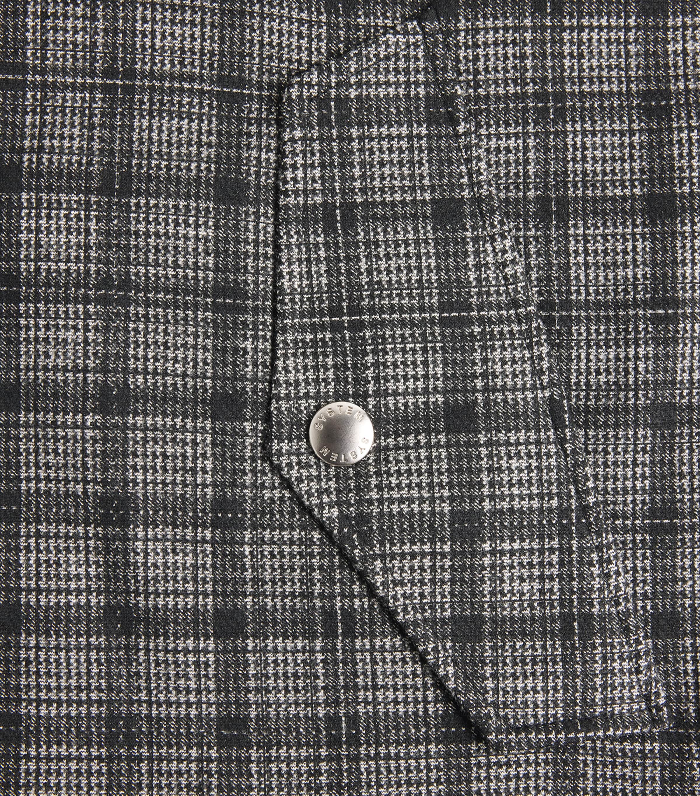 System Mens Check Bomber Jacket Dark Grey Image 6