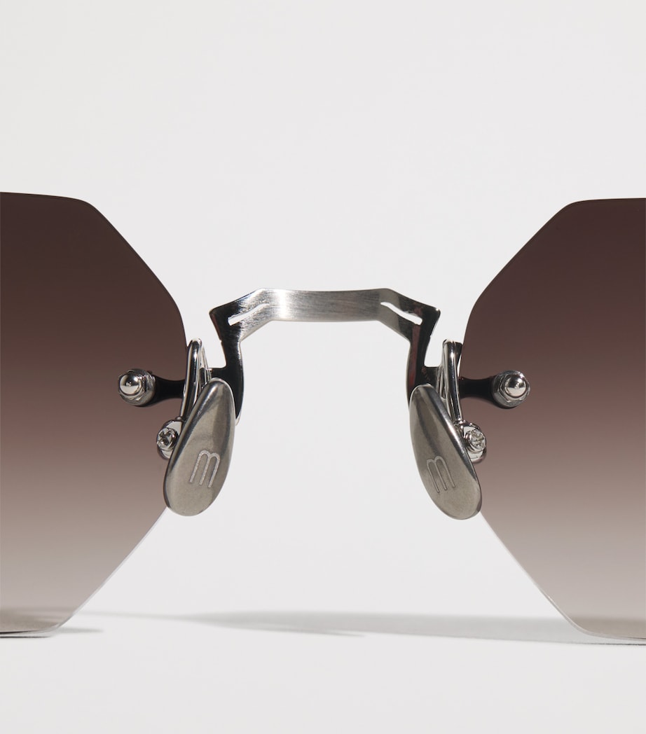 Matsuda M5010 Octagonal Sunglasses Brushed Slvr Blk Gry Image 5