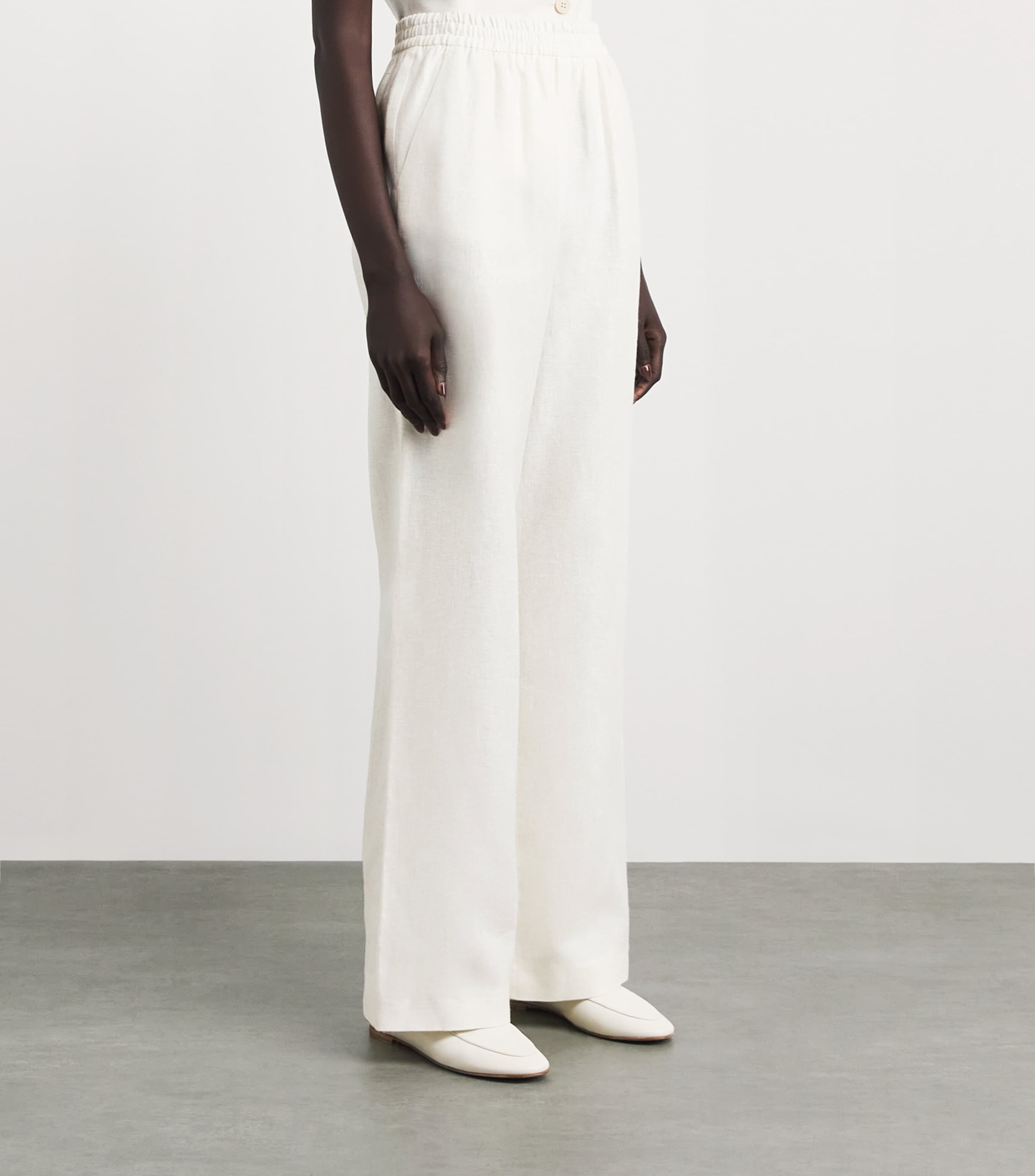 Eleventy Linen-Blend Elasticated Trousers Avorio Image 4