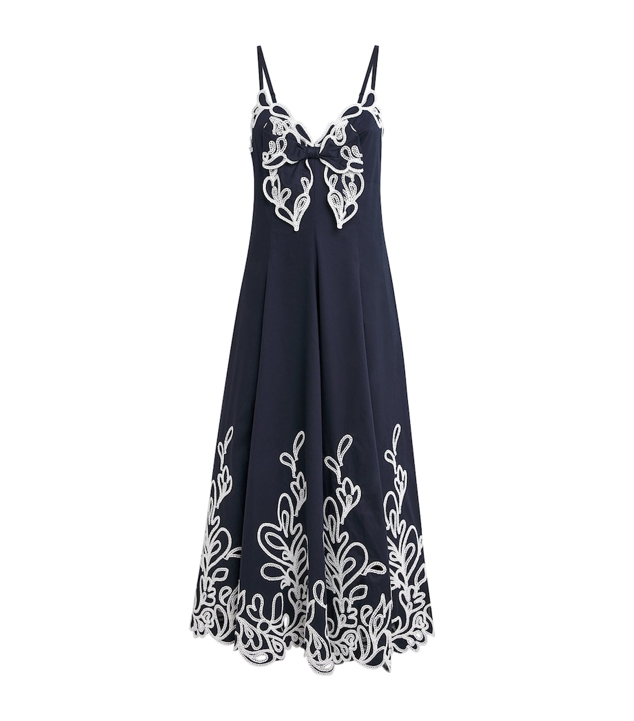 Cinq A Sept Womens Cotton Poplin Paisley Bloom Dama Midi Dress Navy/white Image 1