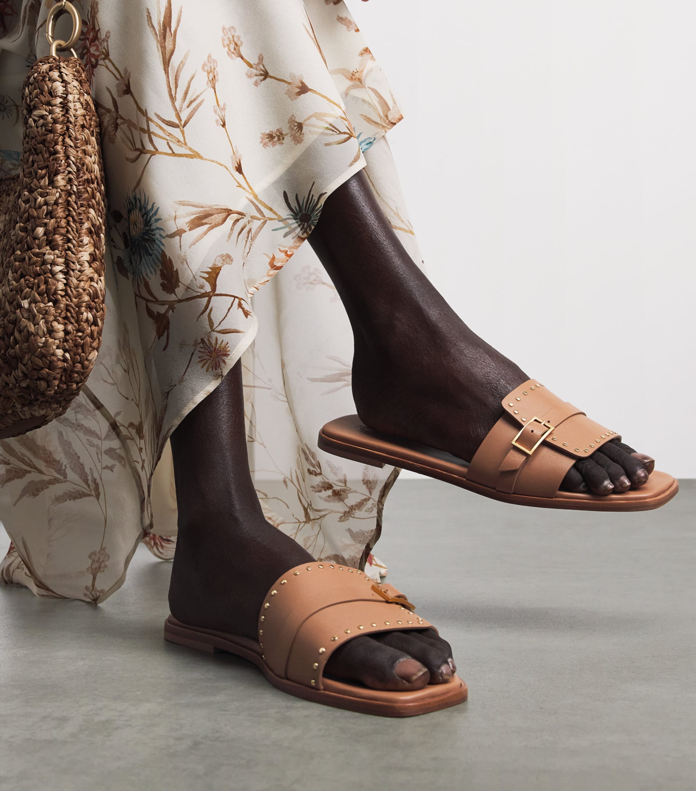 Eleventy Leather Embellished Sandals Cammello Image 2