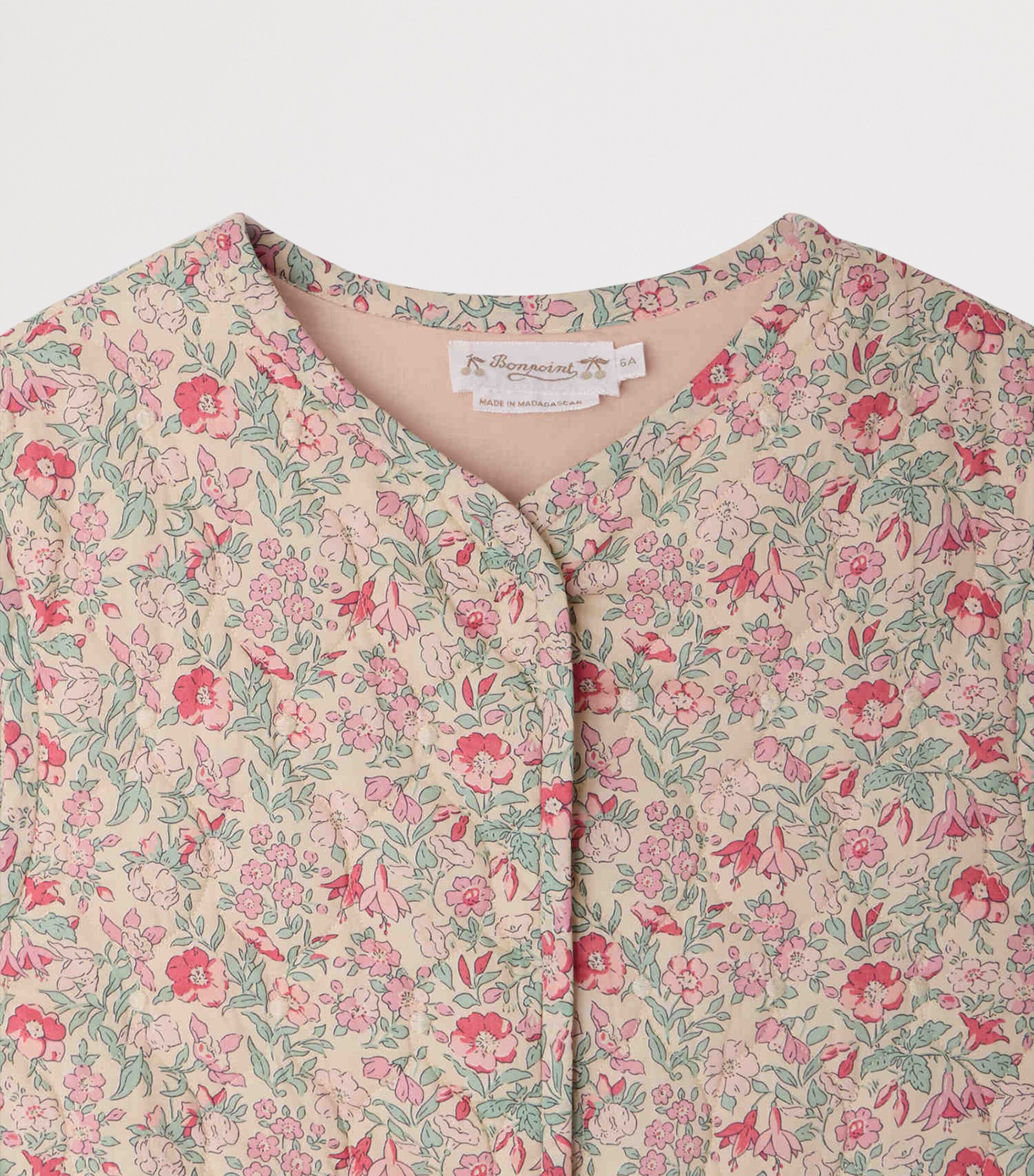 Bonpoint Quilted Floral Elbie Gilet (4-14 Years) Fl Framboise Image 3