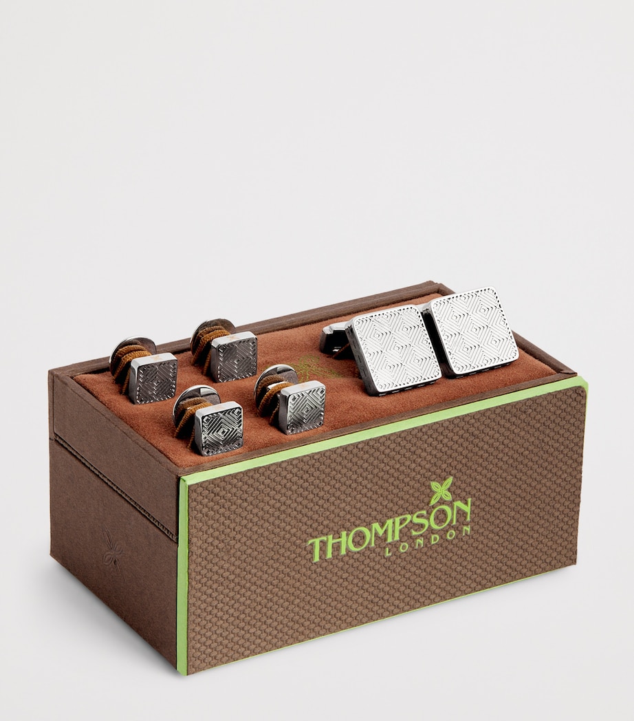 Thompson Engraved Cufflinks And Studs Set SILVER Image 3
