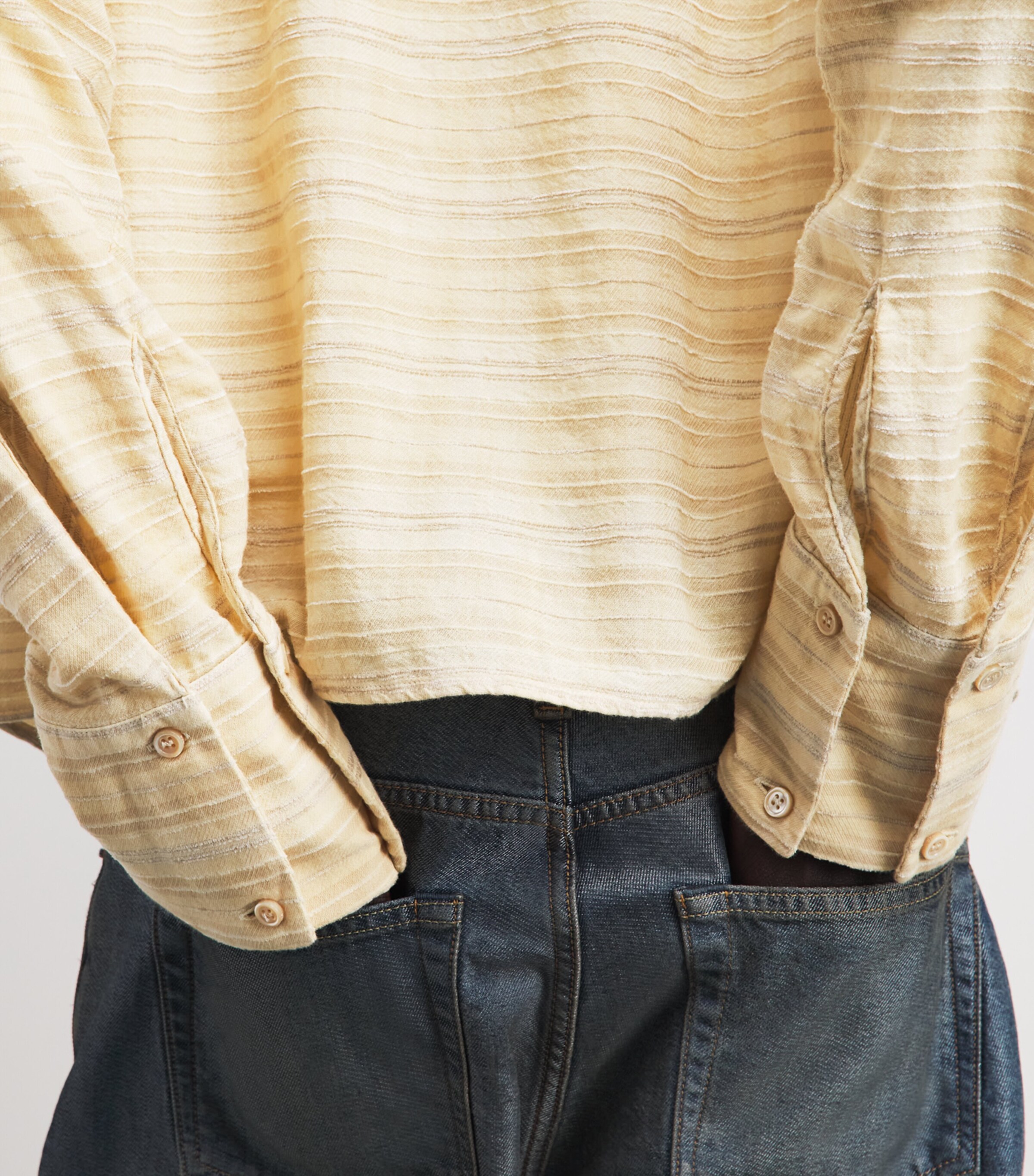 424 Mens Cotton-Blend Stripe Shirt Tea Wash Image 3
