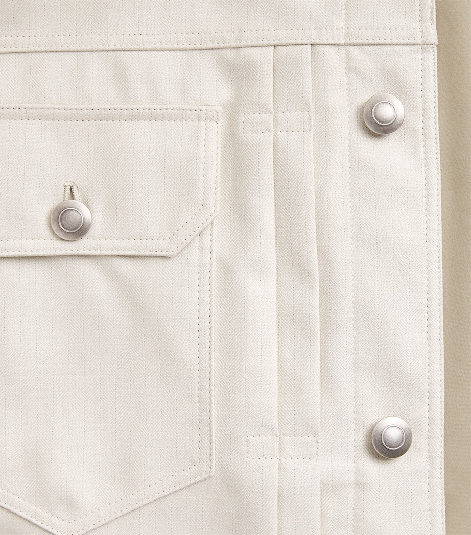 Wool-Silk-Blend Denim Jacket 0007 BIANCO Image 5