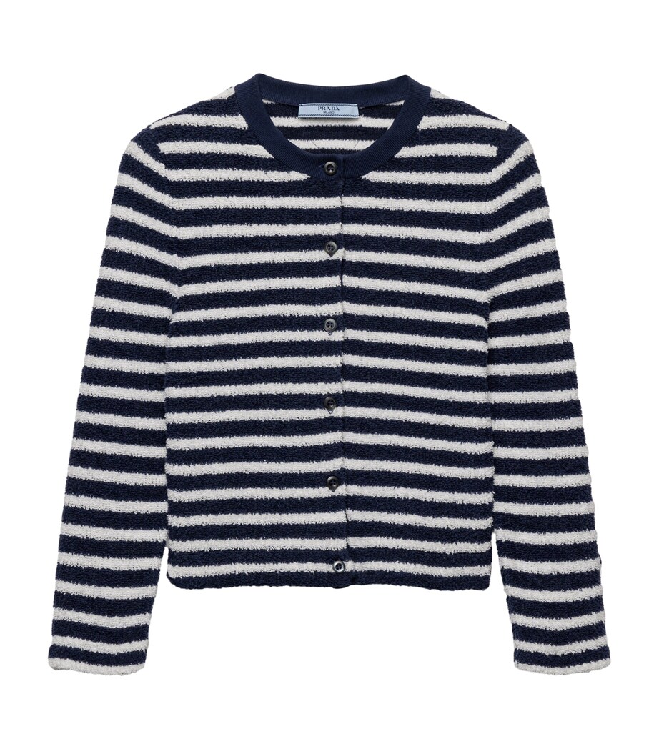 Prada Womens Bouclé Stripe Cardigan Image 1