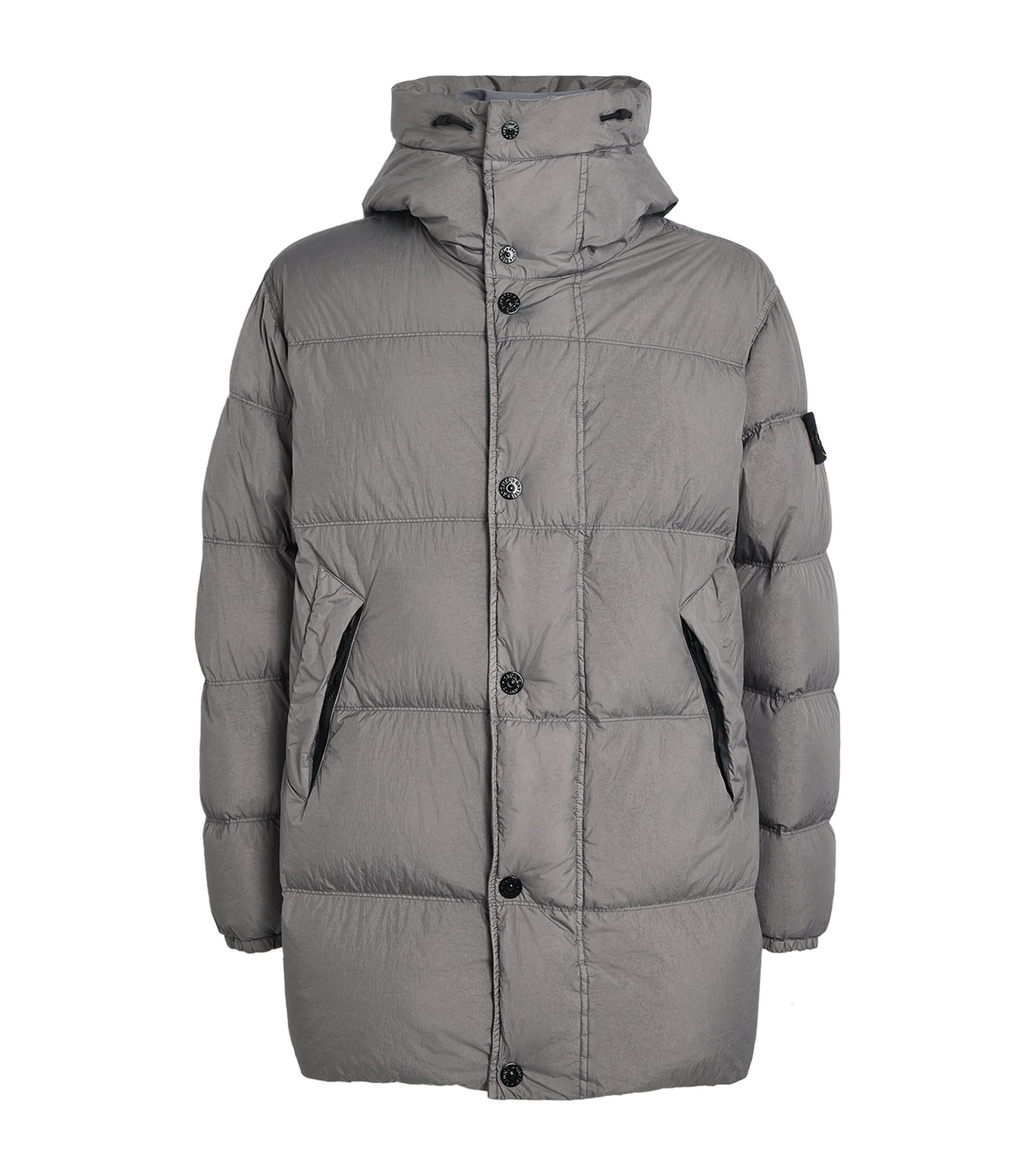 Stone Island Nylon Crinkle Reps Down Parka In Gray