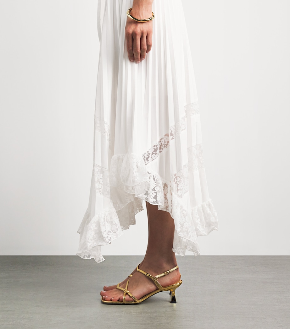 Claudie Pierlot Womens Lace-Insert Midi Skirt Ecru Image 3