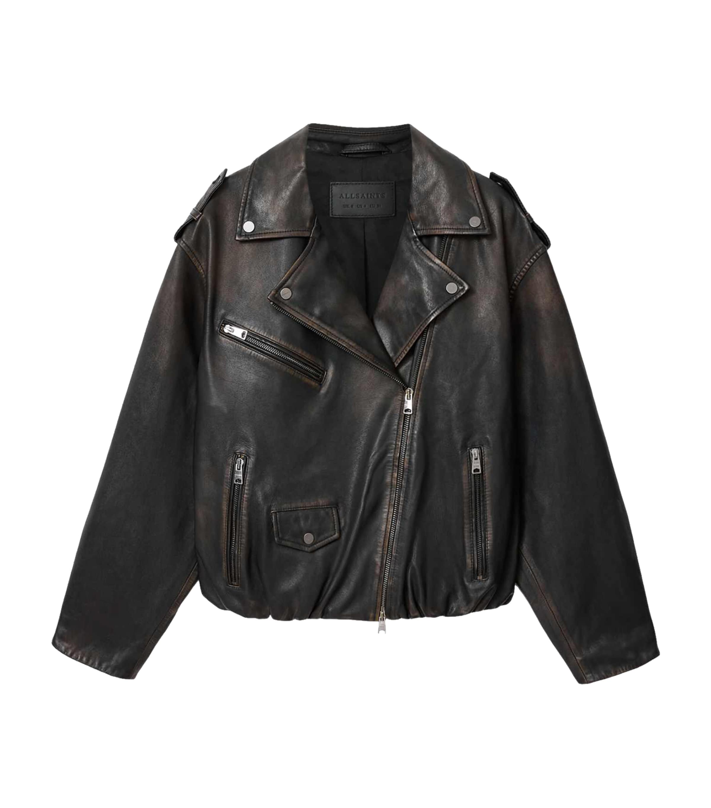 AllSaints Womens Leather Samina Biker Jacket Black/brown Image 1