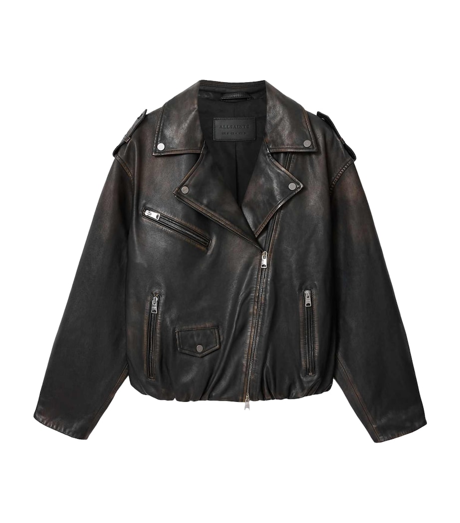 AllSaints Womens Leather Samina Biker Jacket Black/brown Image 1