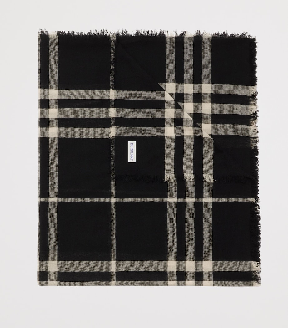 Wool Wide Check Scarf BLACK/CALICO IP CHK Image 2