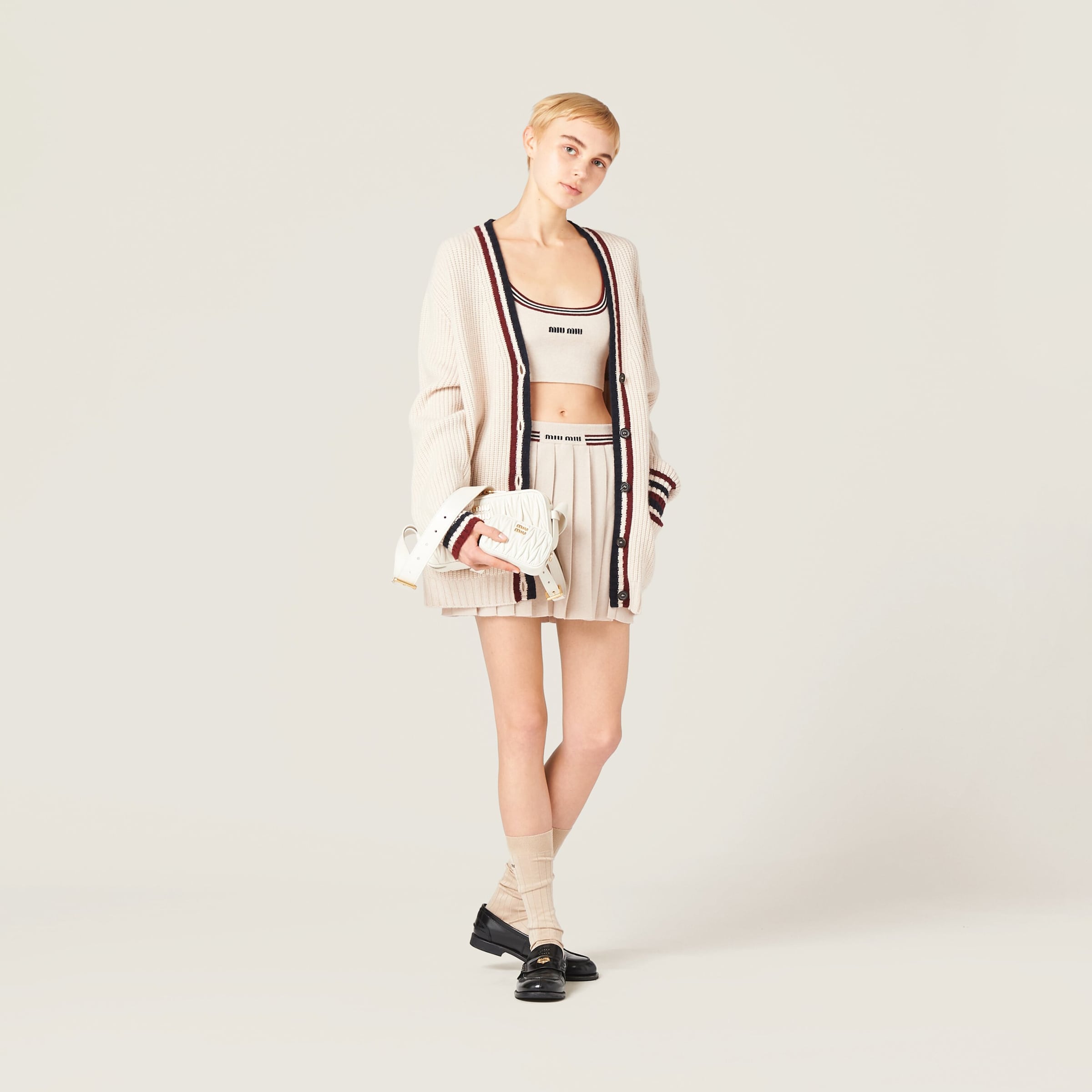 Miu Miu Womens Cashmere Logo Crop Top Image 2