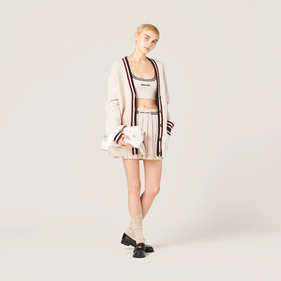 Miu Miu Womens Cashmere Logo Crop Top Image 2