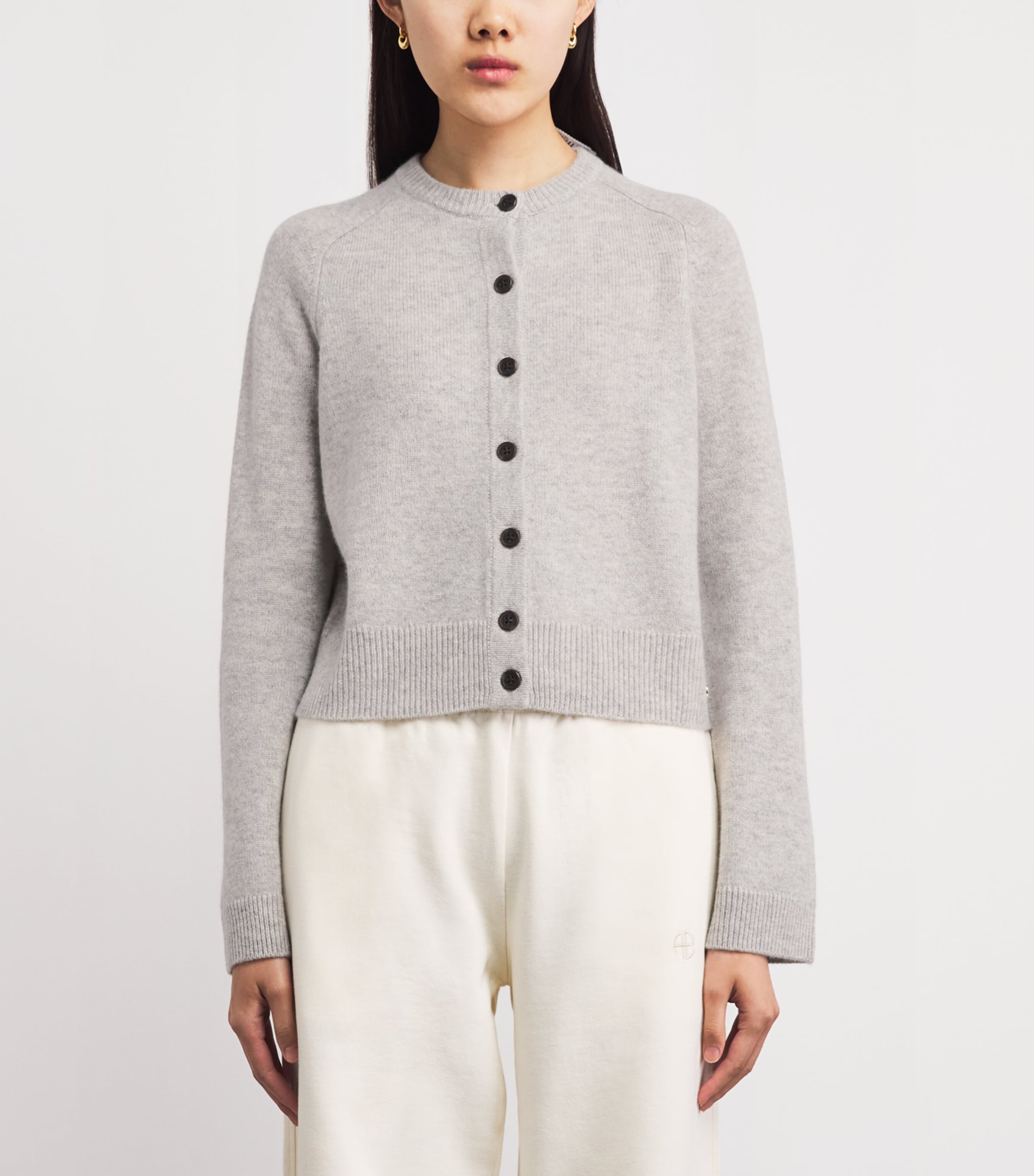 ANINE BING Womens Cashmere Joye Cardigan Grey Melange Image 4