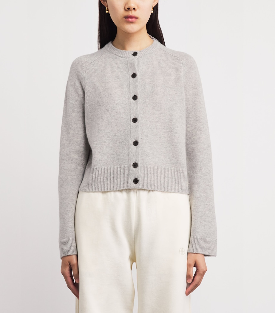 ANINE BING Womens Cashmere Joye Cardigan Grey Melange Image 4