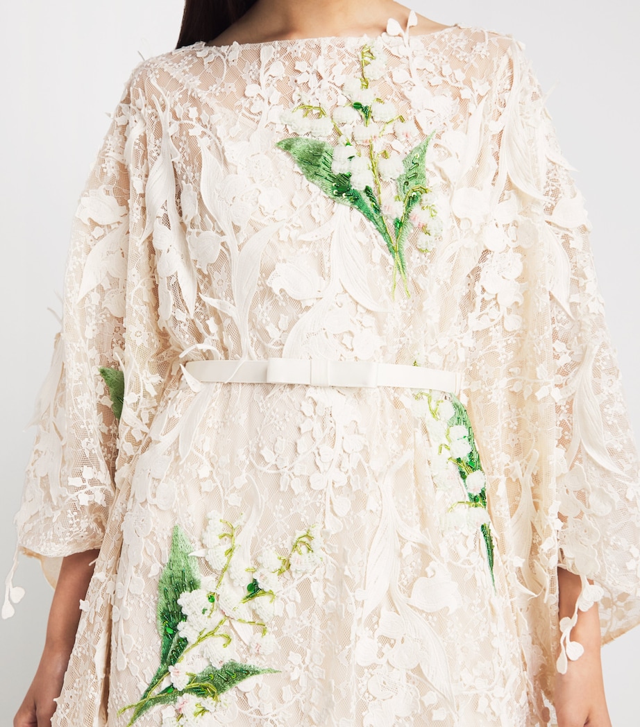LEO LIN Womens Lace Embellished Willow Maxi Kaftan Dress Snow Image 5
