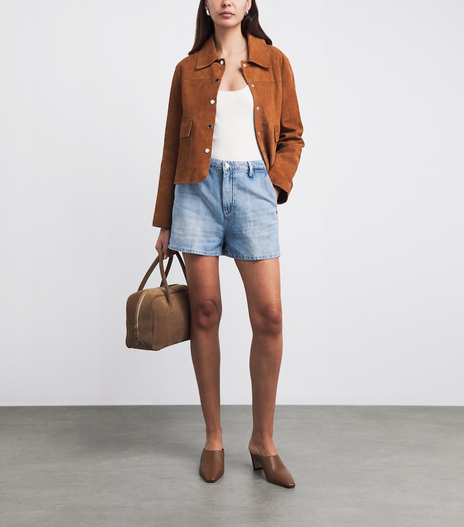 7 For All Mankind Womens Cotton-Linen Mid-Rise Shorts Iris Image 2