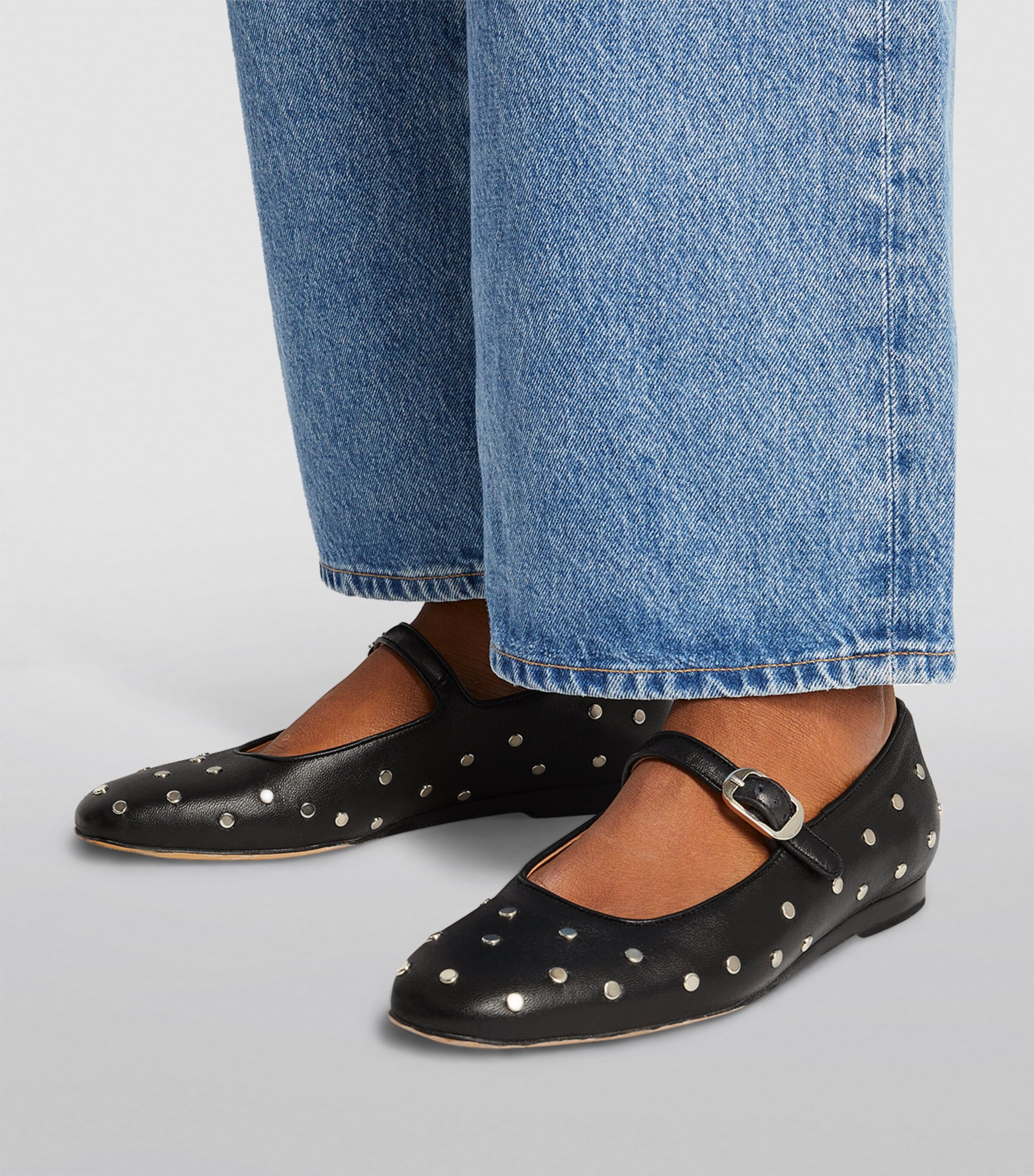 フラットシューズ LE MONDE BERYL CLASSIC MARY JANE EYELET STUDDED\nLEATHER Le Monde Beryl Mary Jane Studded Ballerina Shoes | Black