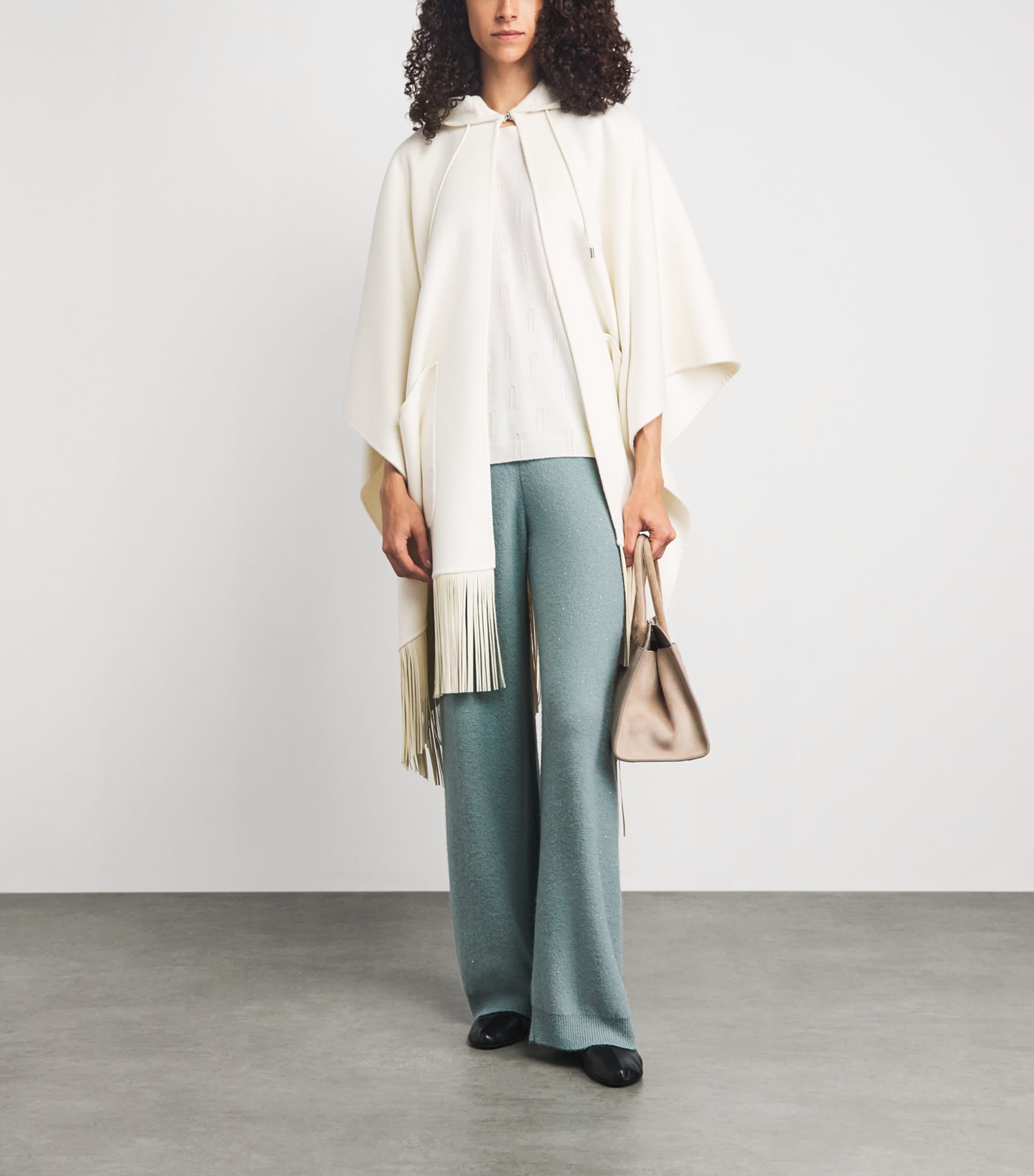 Fabiana Filippi Womens Wool-Silk-Blend Embellished Trousers Verde Image 2