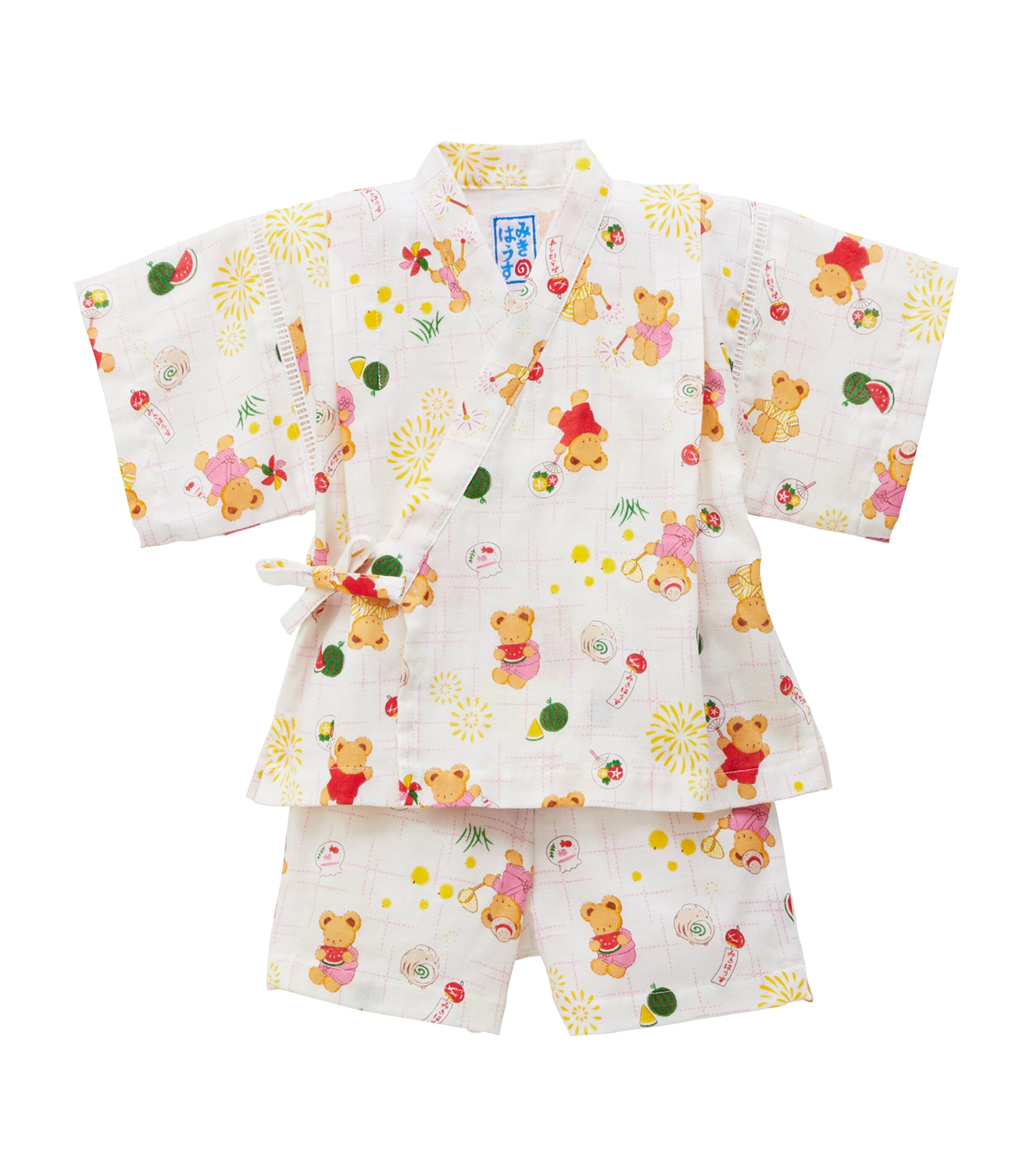 Miki House Cotton Jinbei Pyjama Set In White