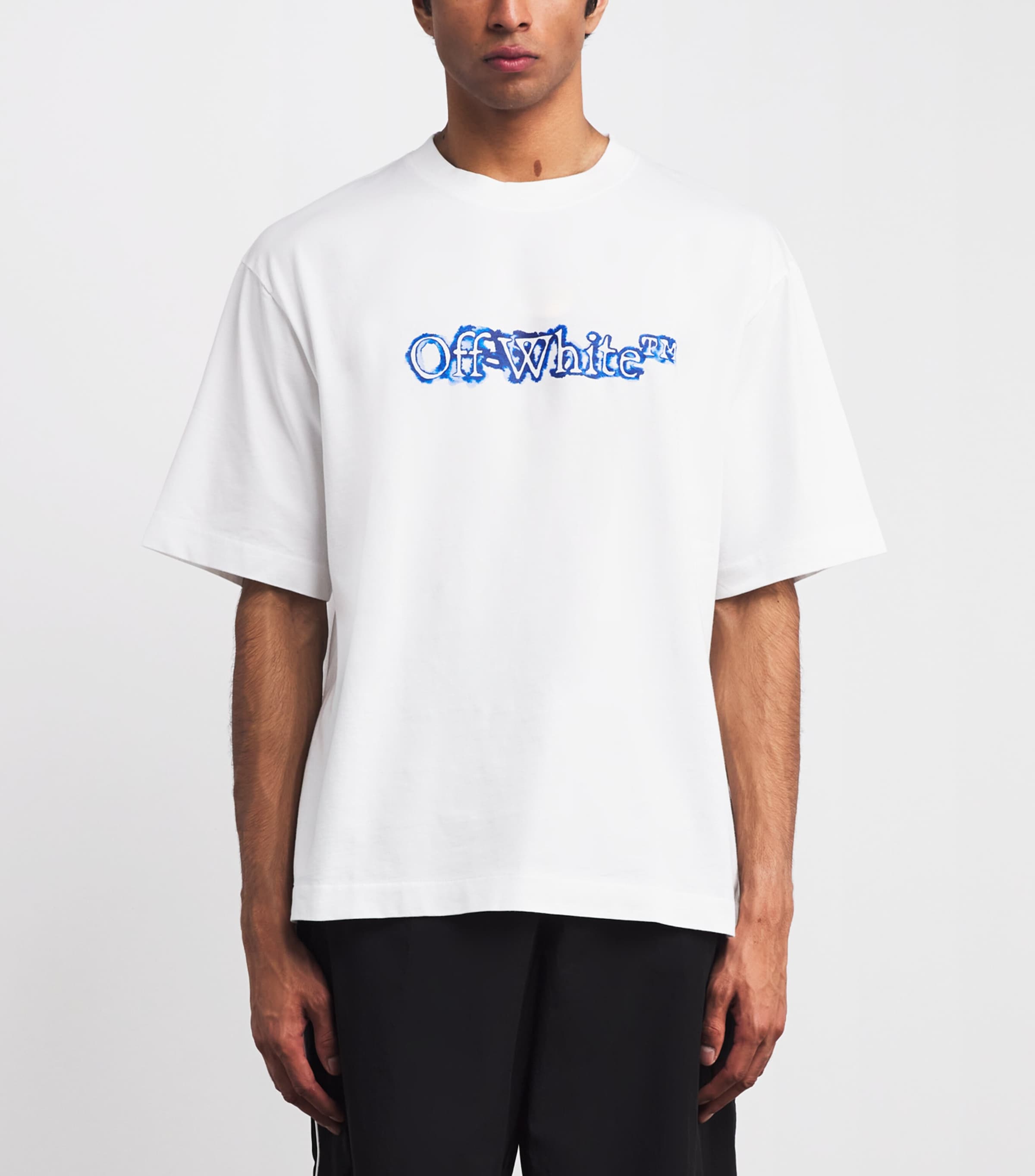 Off-White Mens Cotton Cloudy Arrow Skate Logo T-Shirt White Nauti Image 3