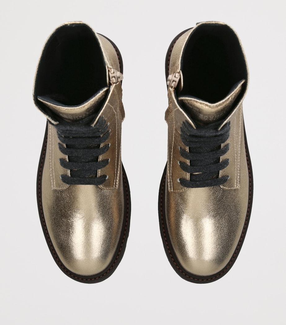 Leather Metallic Ankle Boots GOLD Image 4