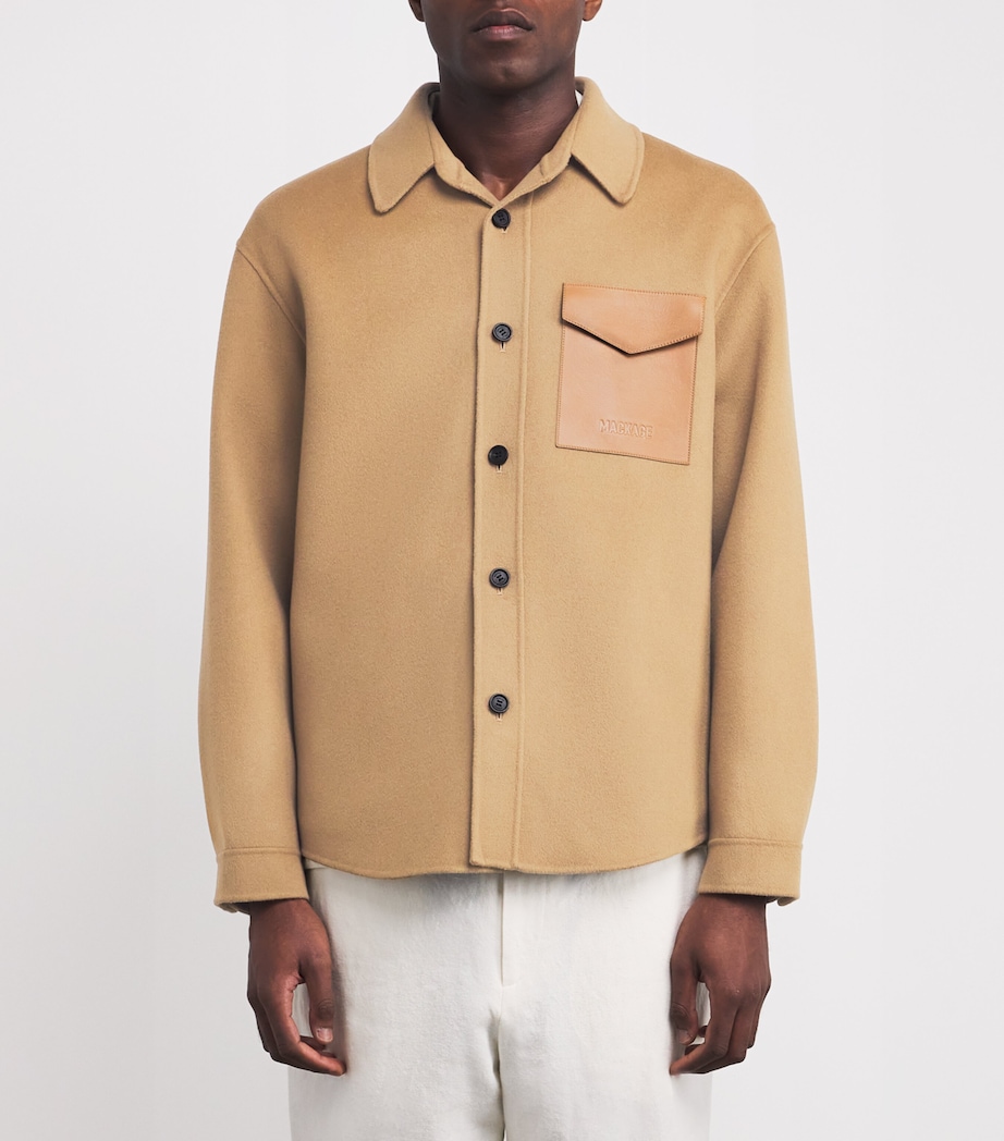 Mackage Mens Wool Leather-Pocket Emmanuel Overshirt Light Camel Image 3