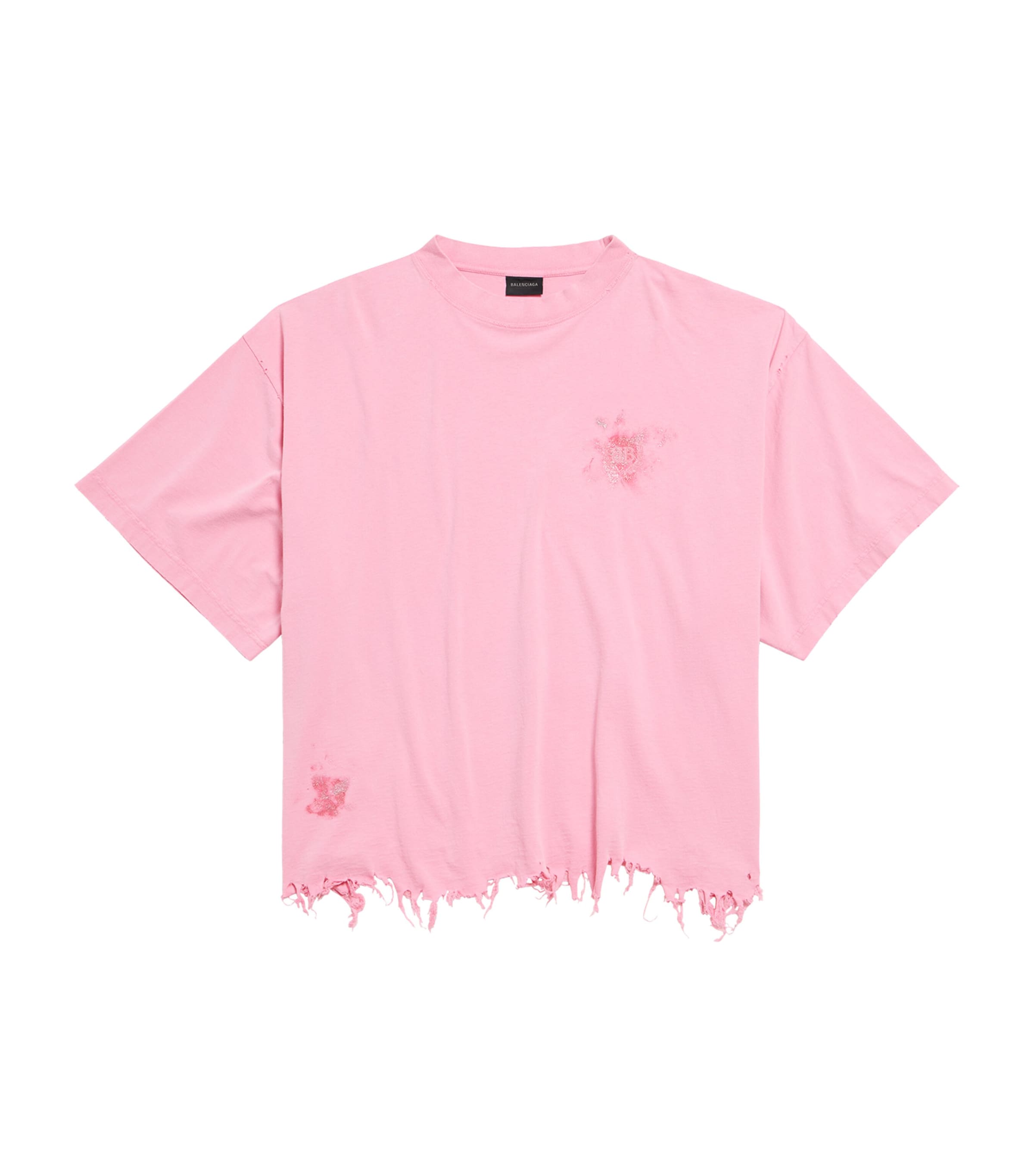 Balenciaga Nail Polish Distressed Crop Logo Graphic T-shirt In Brown