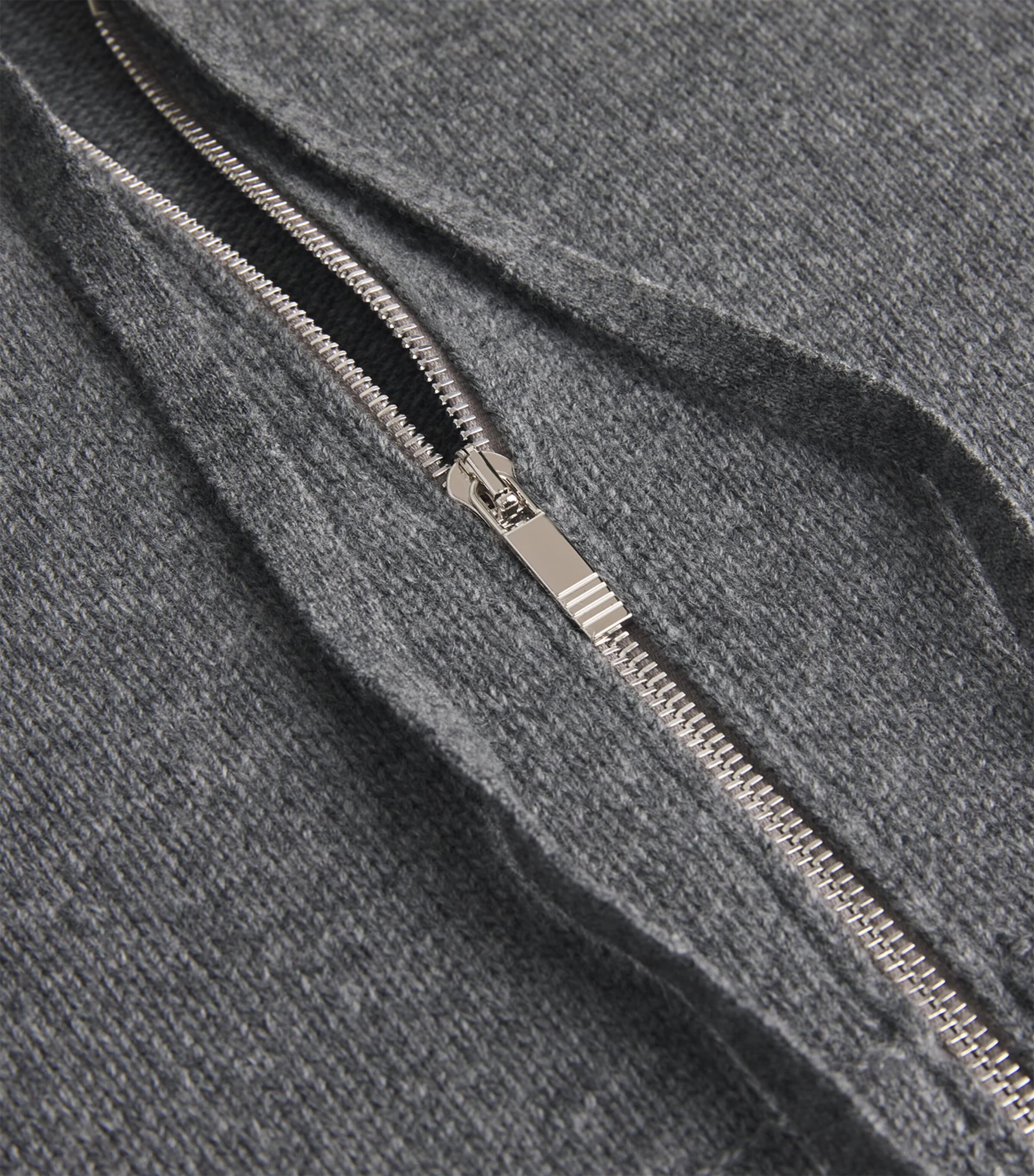 Merino Wool Geese Zip-Up Hoodie MED GREY Image 5