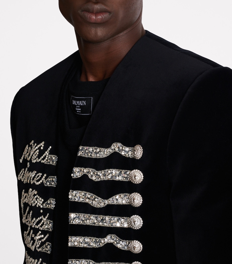 Velvet Embroidered Cropped Jacket EAW NOIR/CRISTAL Image 2