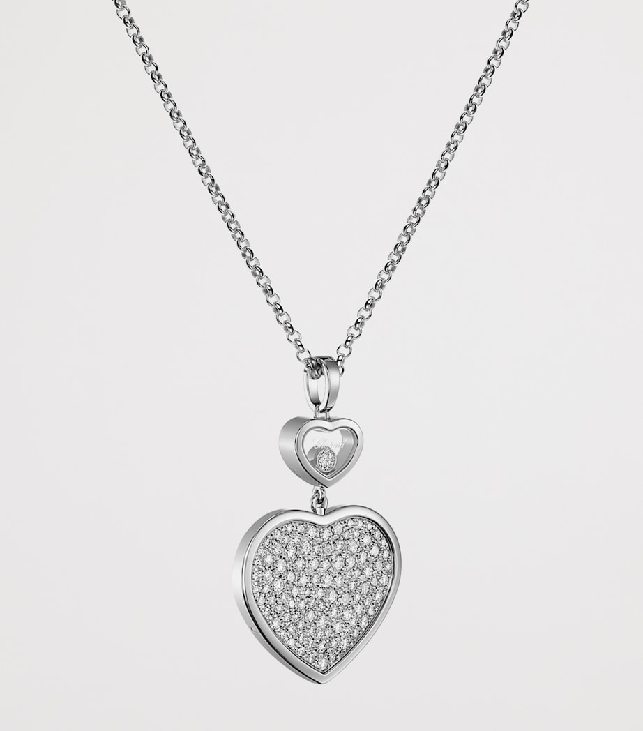 White Gold and Diamond Happy Hearts Pendant Necklace 18K WHITE GOLD Image 2