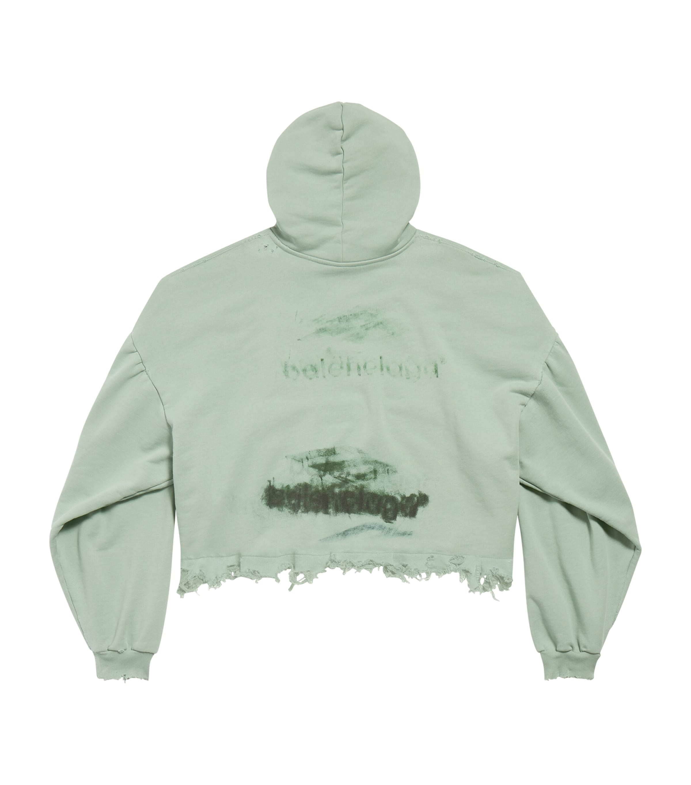 Balenciaga Womens Cotton Cropped Graphic Hoodie Image 2