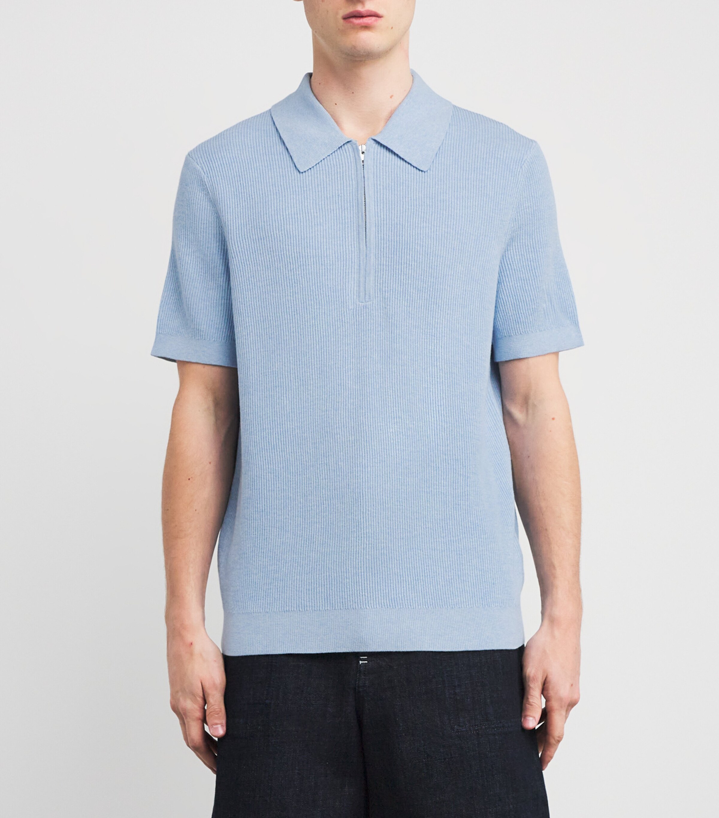 NN.07 Mens Organic Cotton Hansie Polo Sweater Cerulean Image 3