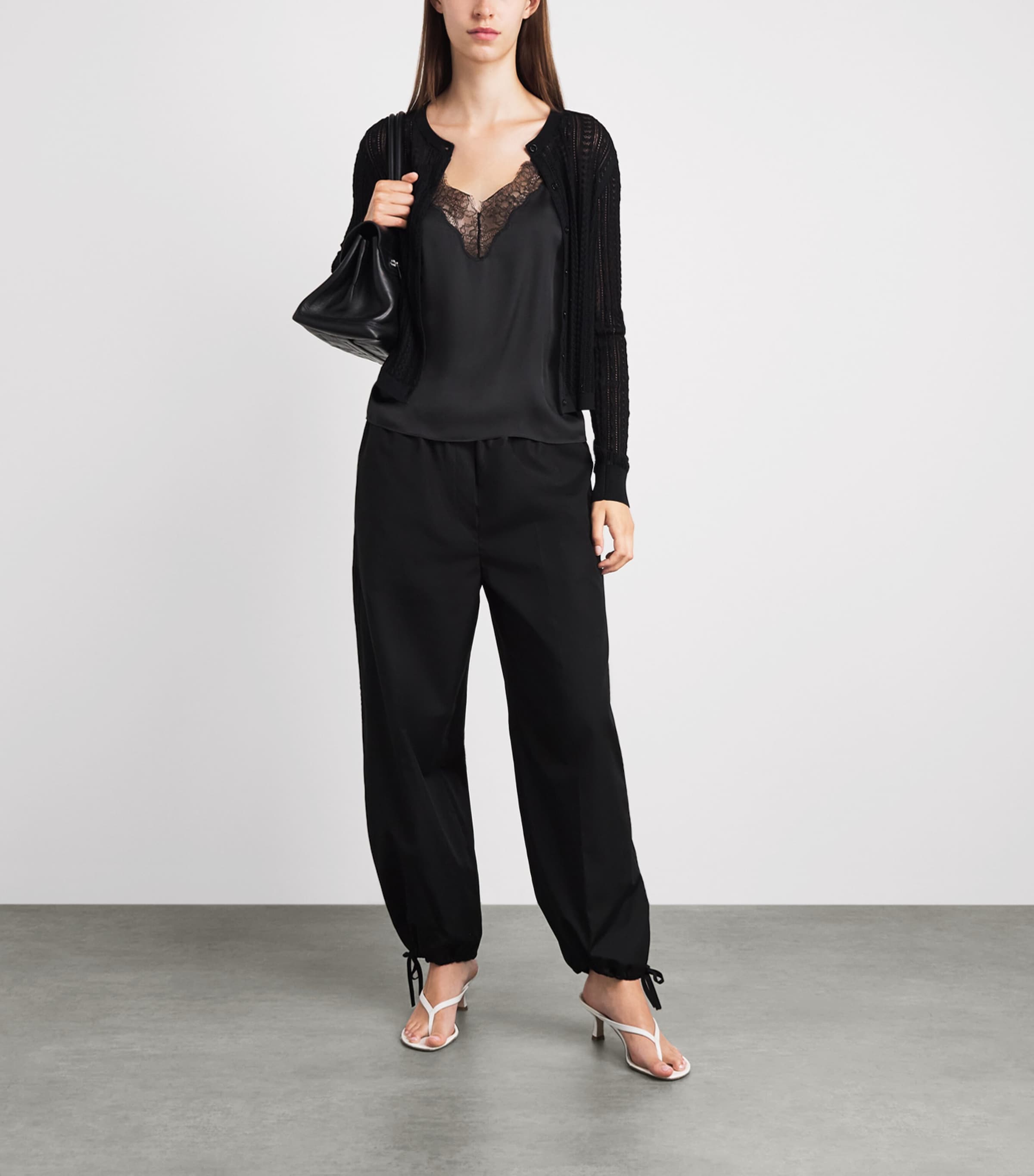 ANINE BING Womens Silk-Blend Mael Cami Top Black Image 2