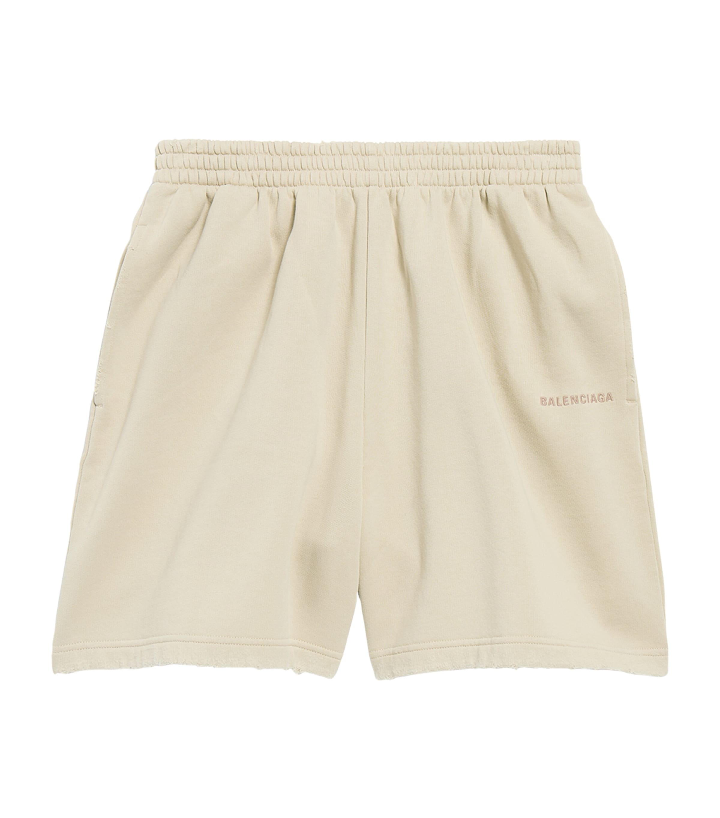 Balenciaga Cotton Logo Shorts In Beige