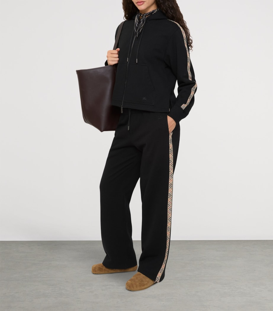 Jersey Check-Trim Sweatpants BLACK Image 2