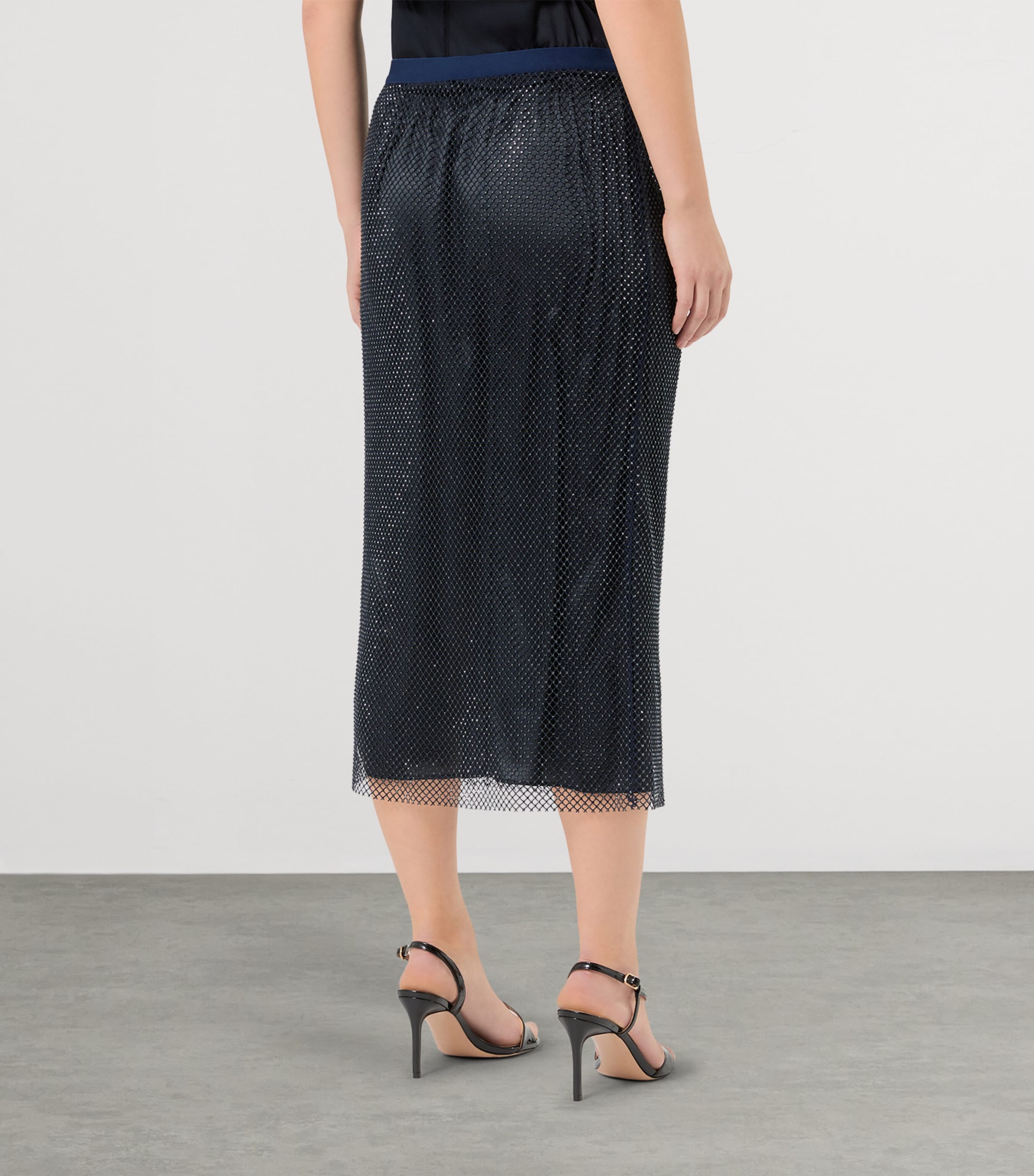 Marina Rinaldi Womens Crystal-Embellished Net Skirt Midnightblue Image 4