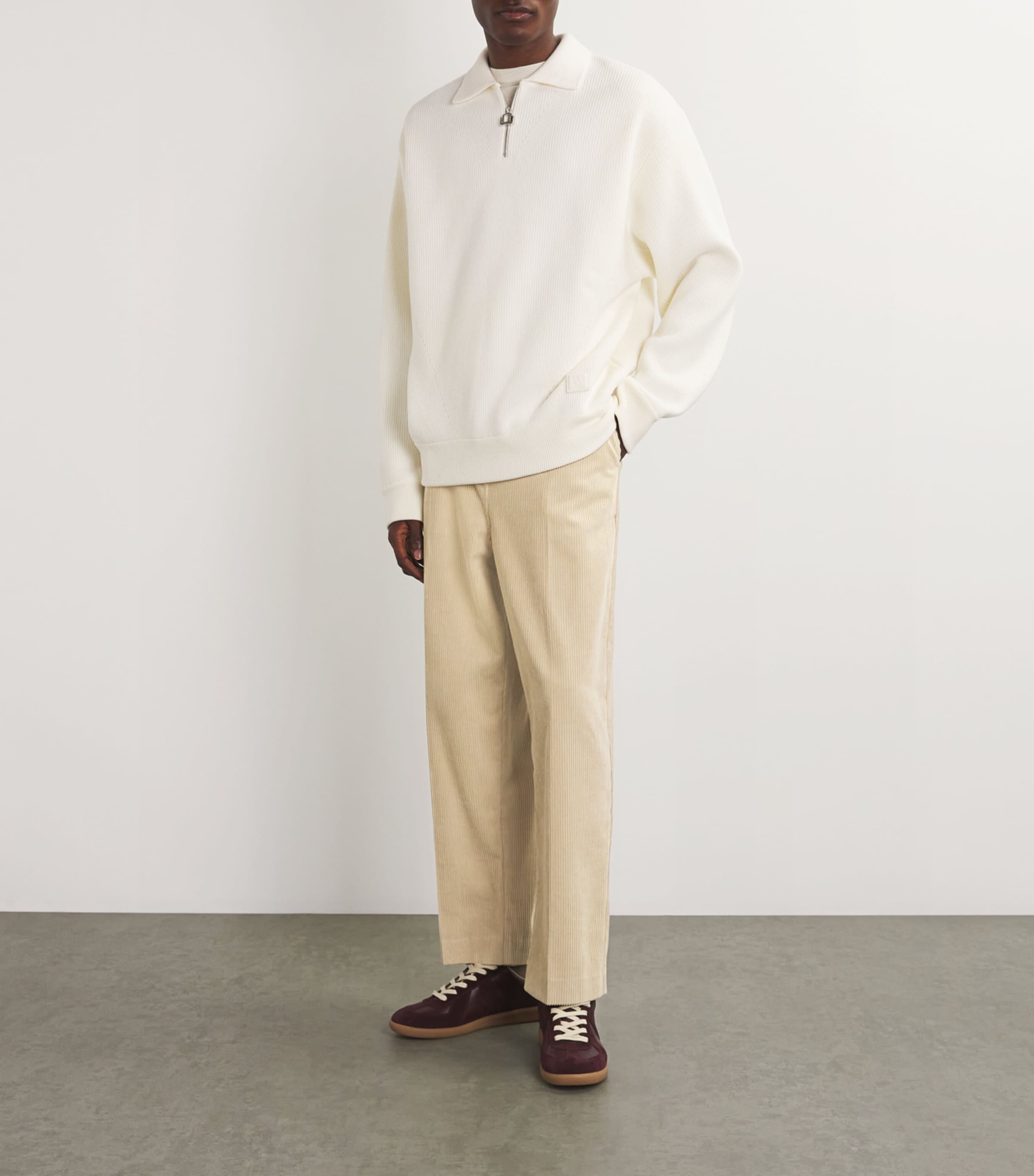 FRAME Mens Corduroy Pleated Tapered Trousers Dove Image 2