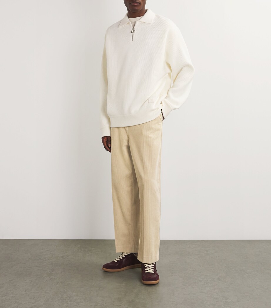 FRAME Mens Corduroy Pleated Tapered Trousers Dove Image 2