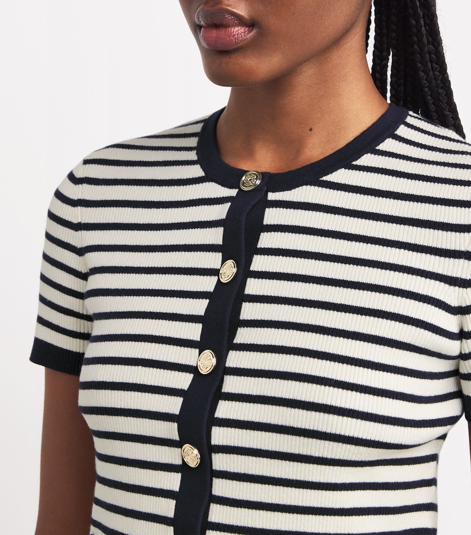 Cotton-Blend Striped Top ECRU/NAVY BLUE Image 6