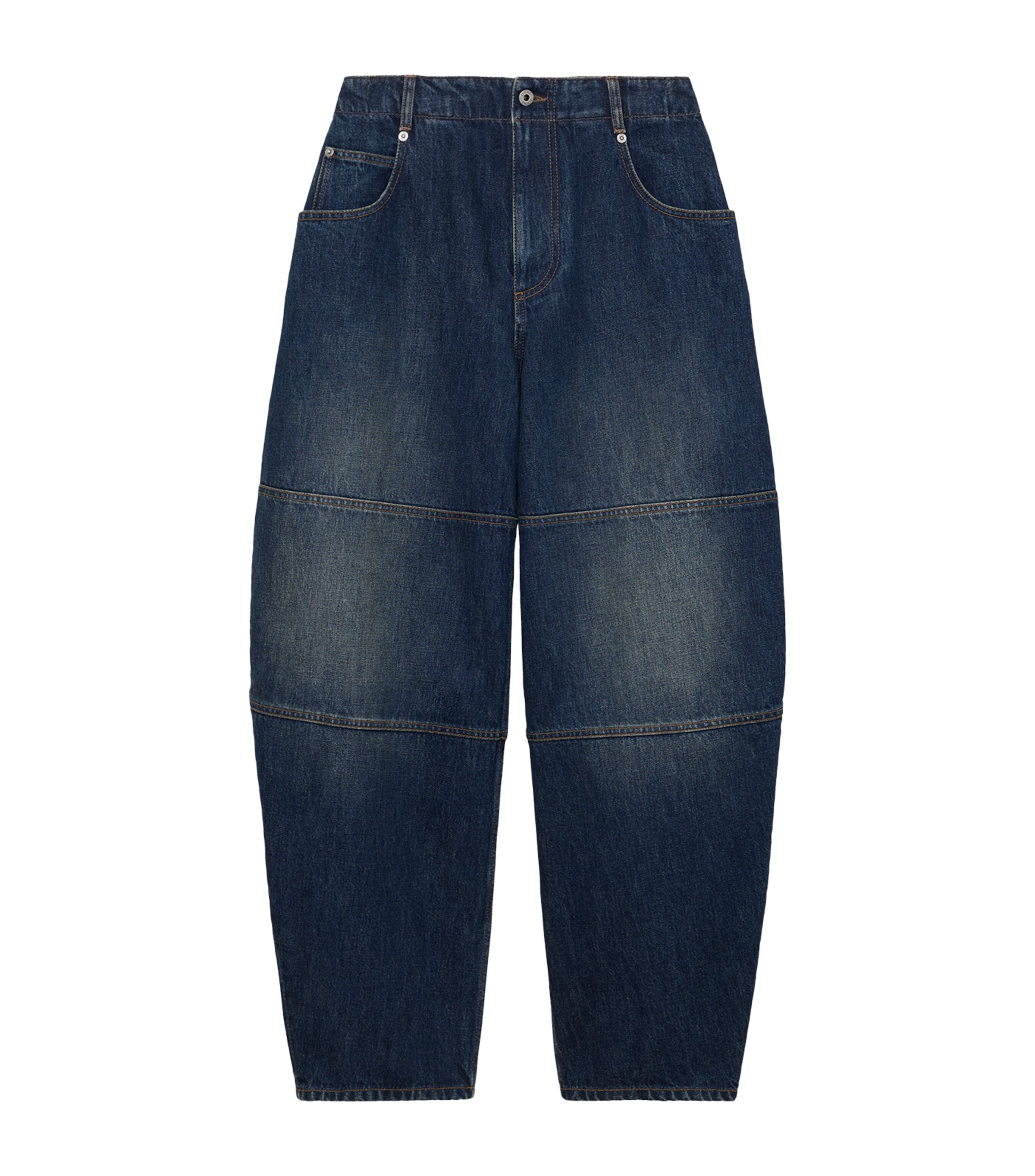 LOEWE Womens Mid-Rise Barrel-Leg Jeans Dark Blue Image 1