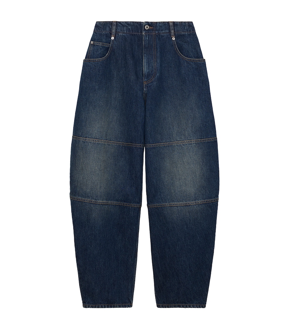 LOEWE Womens Mid-Rise Barrel-Leg Jeans Dark Blue Image 1