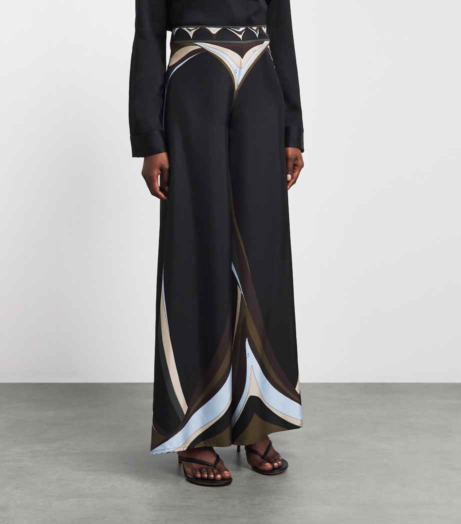 PUCCI Womens Silk Fari Wide-Leg Trousers Khaki Image 4