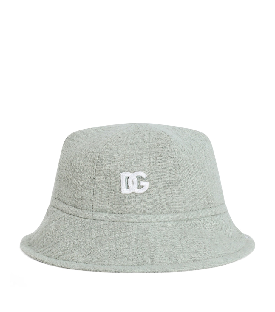 Dolce&Gabbana Kids Cotton DG Bucket Hat Grey Green Image 1