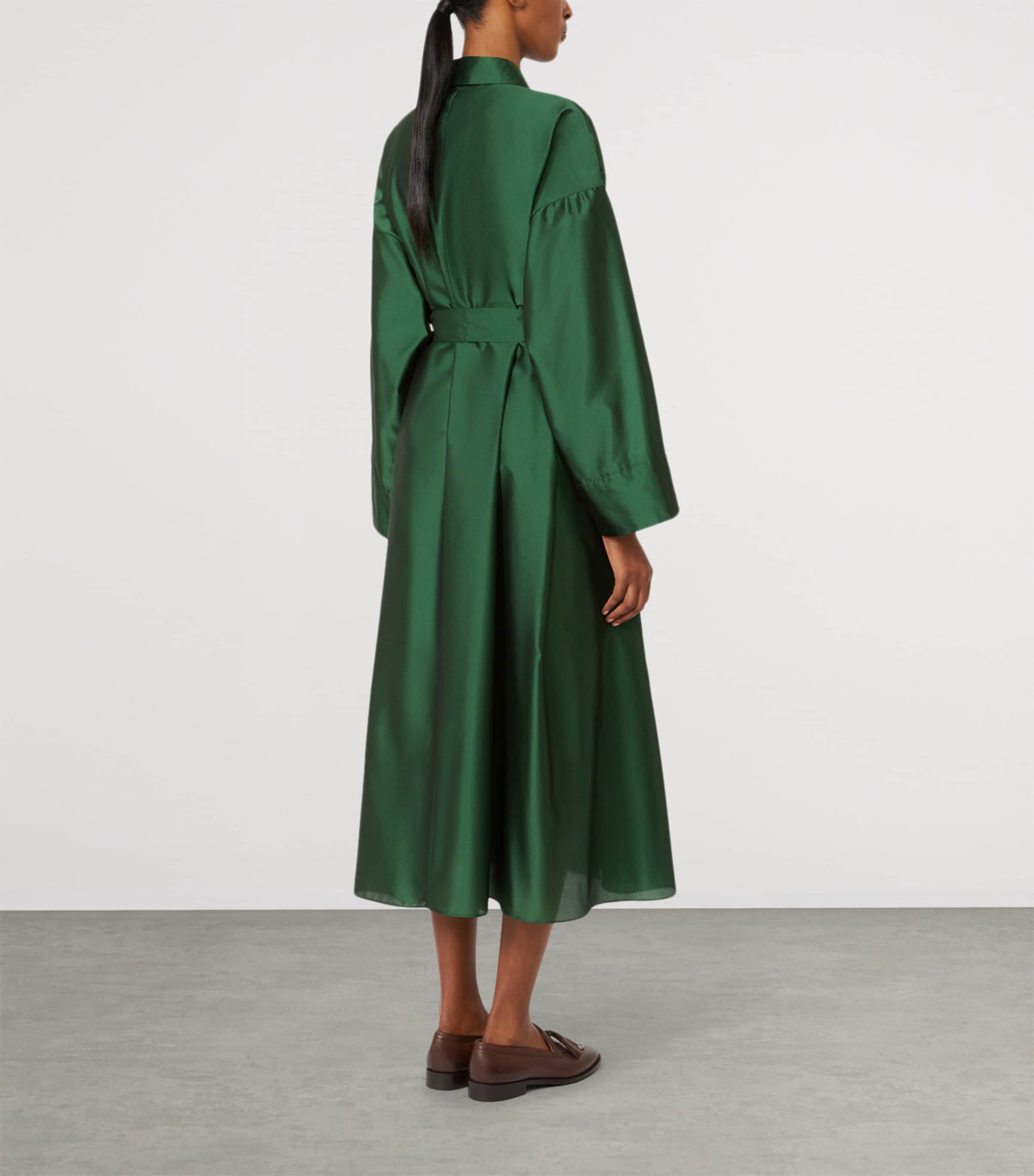 Max Mara Womens Belted Midi Dress Green Image 3