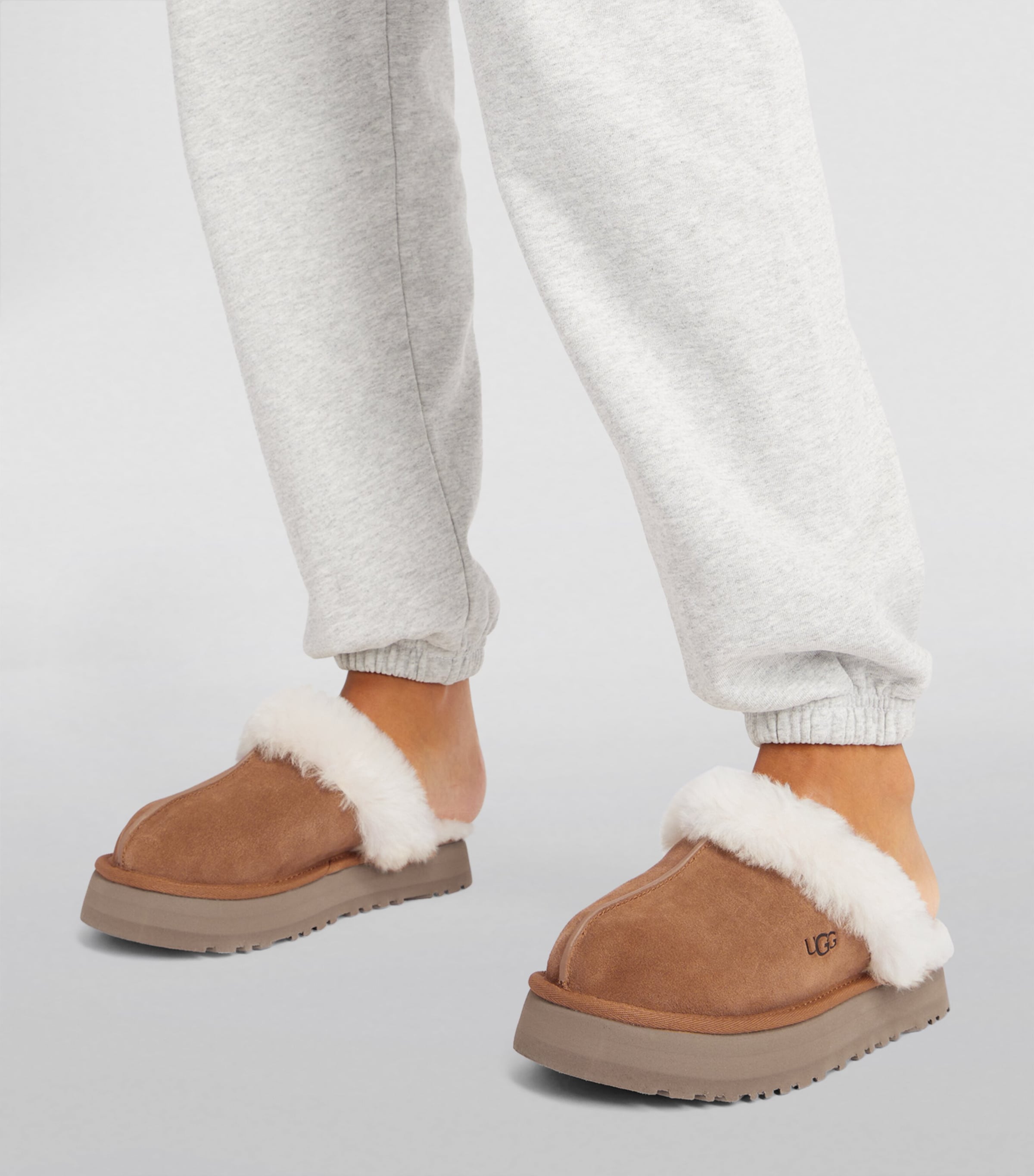 UGG Suede Platform Slippers Tan Image 2