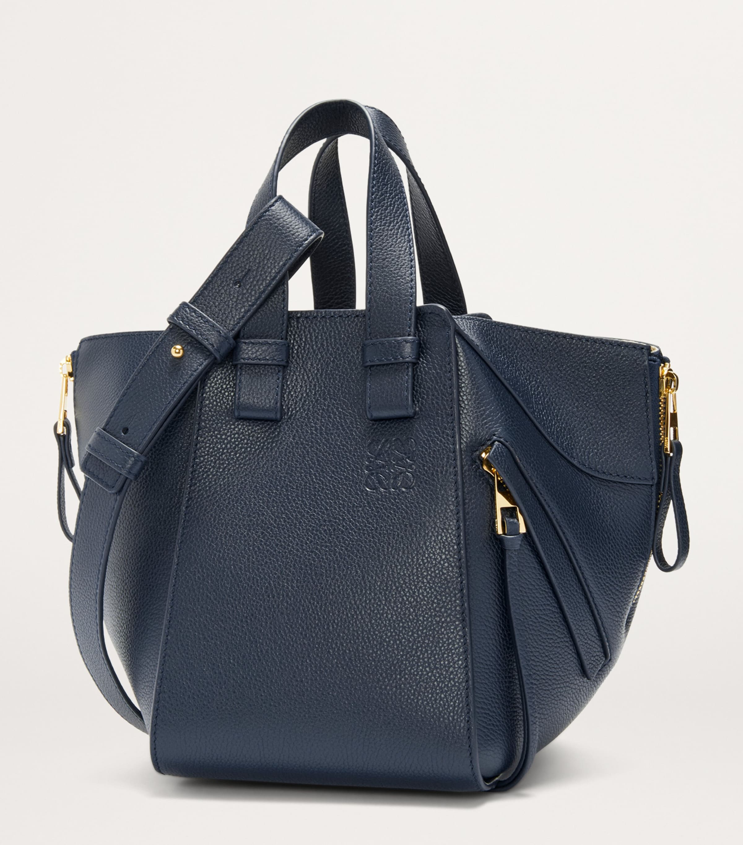 LOEWE Navy Leather Hammock Top-Handle Bag | Harrods US