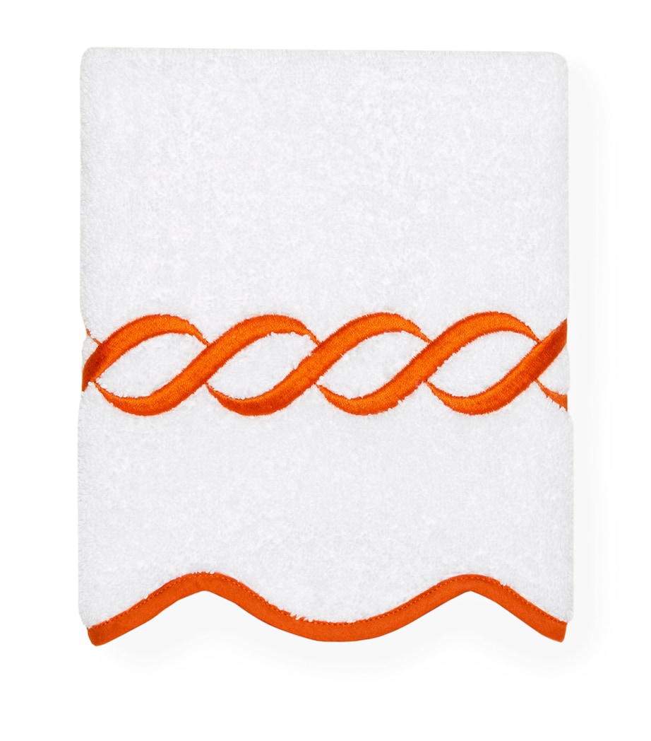 Cotton Treccia Face Cloth (30cm x 30cm) WHITE/ORANGE Image 1