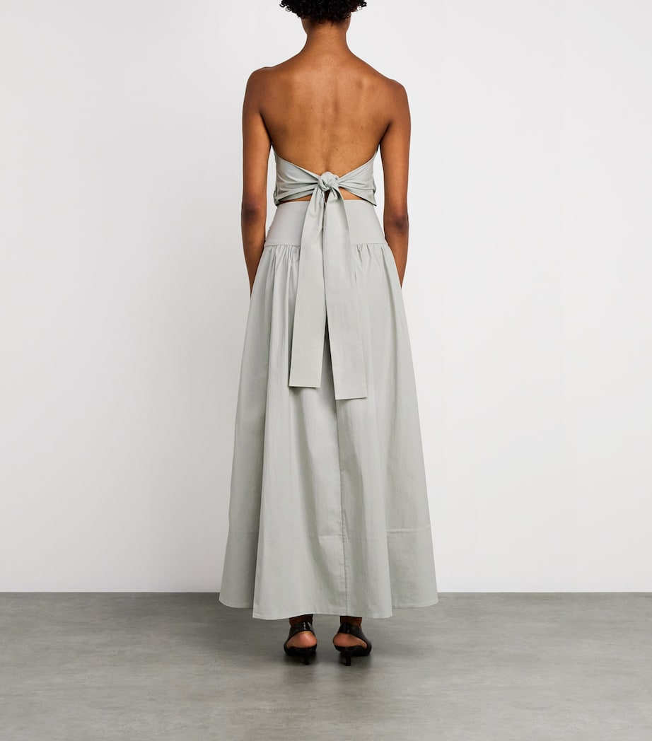 Cotton-Blend Strapless Maxi Dress SILVER Image 3